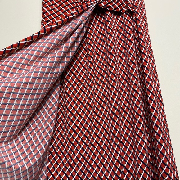 Banana Republic Factory Red Print Twist Faux Wrap Dress Women's Size M - Picture 10 of 14